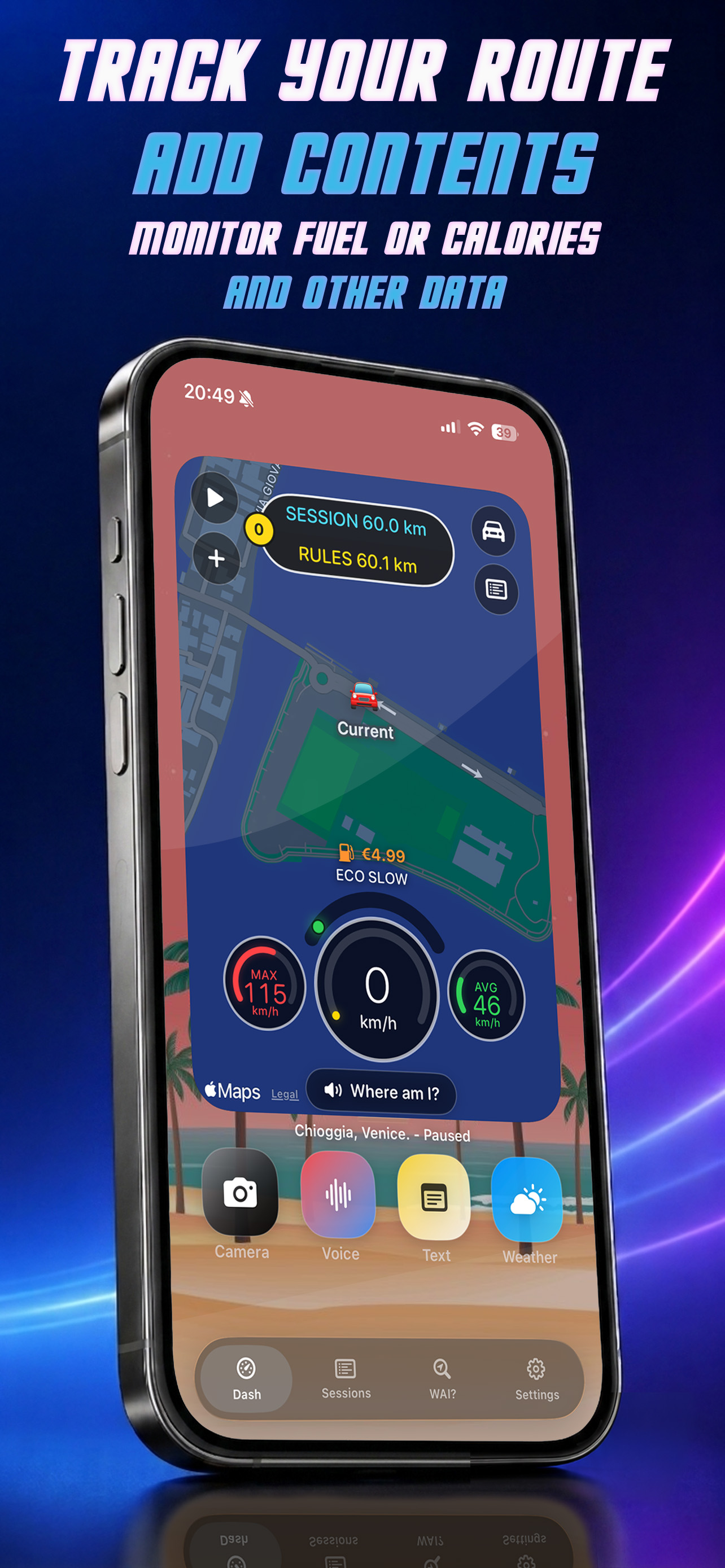 RideStory GPS tracking dashboard with map, speed and route controls